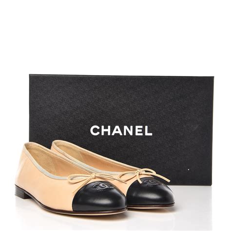 chanel cap toe ballerina flats shoes online|chanel flats beige and black.